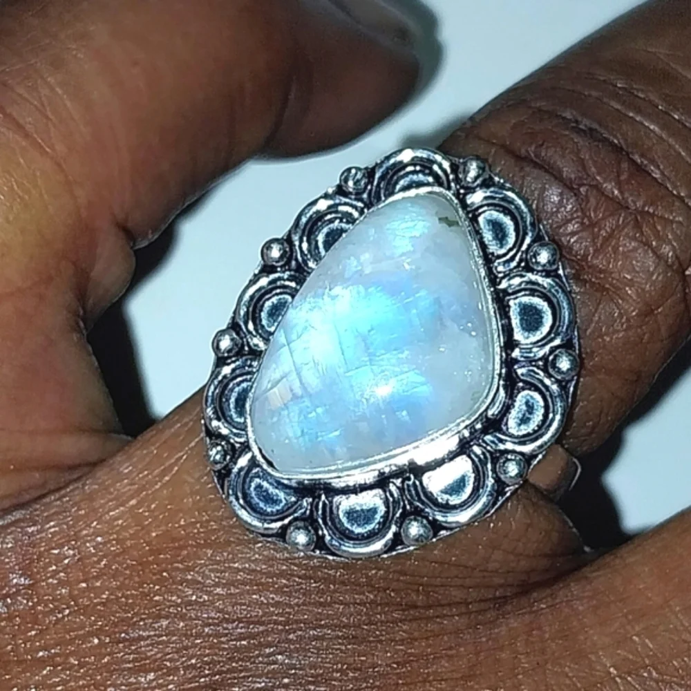 Vintage 925 Silver Moonstone Ring Sz 7